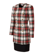 Vintage Santa Fe by Jim Tremblay Tartan Plaid Dress | Gold Heraldic Buttons | Made in USA | 80s 90s Size 4