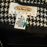 Vintage Talbots Houndstooth Skirt Suit | Black & White Wool Blend | Made in USA | Size 8 Petite