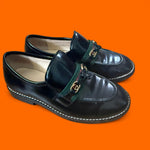Authentic Gucci Kids Web Stripe GG Black Leather Loafers | EU 28 / US 11 | Made in Italy