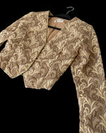 Vintage Woods & Gray Champagne Gold Embroidered Lace Bolero Jacket | Regencycore Evening Wear