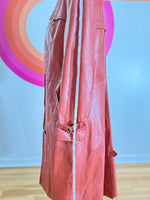 Vintage 70s Rust Leather Trench Coat — Women's Full Length