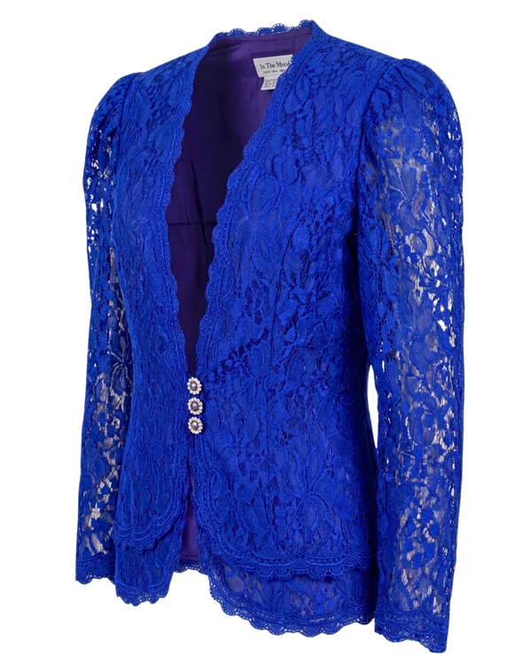 Royal blue lace blazer - view 6