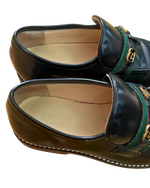 Authentic Gucci Kids Web Stripe GG Black Leather Loafers | EU 28 / US 11 | Made in Italy