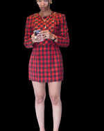 Santa Fe Red Royal Stewart Tartan Two-Piece Set | Vintage Plaid Skirt Set | Size 8