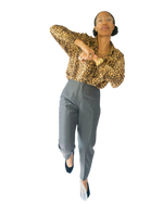 Vintage LizWear Leopard Print Blouse | 100% Rayon | Size Medium | 90s Animal Print Top