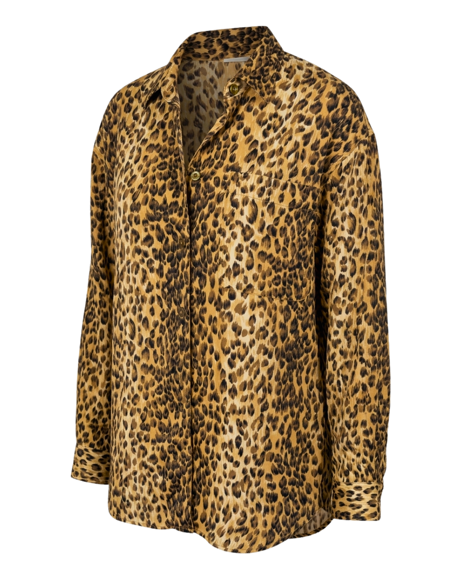 Vintage LizWear Leopard Print Blouse | 100% Rayon | Size Medium | 90s Animal Print Top