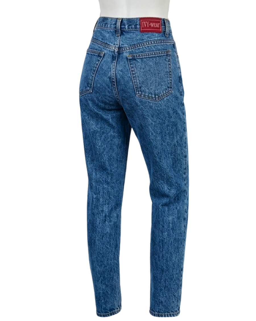 Vintage Ivy Wear High-Rise Mom Jeans | Made in USA | Indigo Denim | Size 7/8 | 90s Y2K
