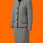 Vintage Talbots Houndstooth Skirt Suit | Black & White Wool Blend | Made in USA | Size 8 Petite
