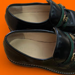 Authentic Gucci Kids Web Stripe GG Black Leather Loafers | EU 28 / US 11 | Made in Italy