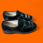 Authentic Gucci Kids Web Stripe GG Black Leather Loafers | EU 28 / US 11 | Made in Italy