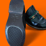 Authentic Gucci Kids Web Stripe GG Black Leather Loafers | EU 28 / US 11 | Made in Italy