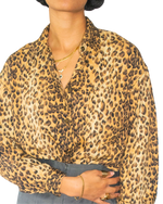Vintage LizWear Leopard Print Blouse | 100% Rayon | Size Medium | 90s Animal Print Top