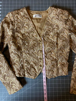 Vintage Woods & Gray Champagne Gold Embroidered Lace Bolero Jacket | Regencycore Evening Wear