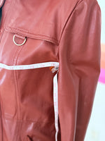 Vintage 70s Rust Leather Trench Coat — Women's Full Length