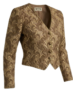 Vintage Woods & Gray Champagne Gold Embroidered Lace Bolero Jacket | Regencycore Evening Wear