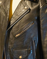 Vintage Black Genuine Leather Moto Jacket — Echtes Leder Asymmetric Zip Biker Jacket Lace-Up Sides