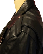 Vintage Black Genuine Leather Moto Jacket — Echtes Leder Asymmetric Zip Biker Jacket Lace-Up Sides