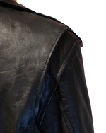 Vintage Black Genuine Leather Moto Jacket — Echtes Leder Asymmetric Zip Biker Jacket Lace-Up Sides