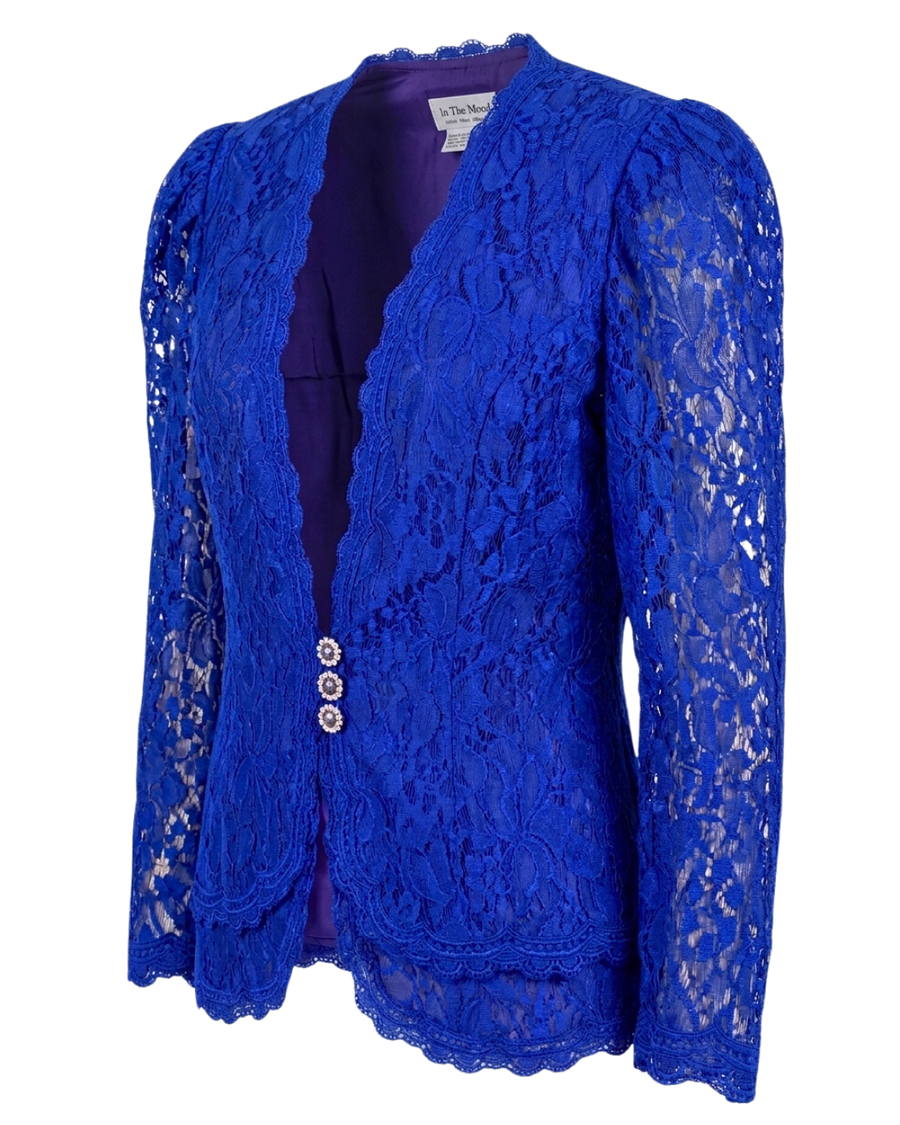 In The Mood Royal Blue Lace Blazer | Vintage Statement Blazer | Size 10
