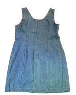 Vintage Y2K Floral Embroidered Denim Mini Dress | Daisy Stitch | Sleeveless Zip-Back | Women's S/M