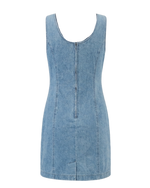 Vintage Y2K Floral Embroidered Denim Mini Dress | Daisy Stitch | Sleeveless Zip-Back | Women's S/M