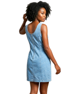 Vintage Y2K Floral Embroidered Denim Mini Dress | Daisy Stitch | Sleeveless Zip-Back | Women's S/M