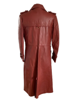 Vintage 70s Rust Leather Trench Coat — Women's Full Length