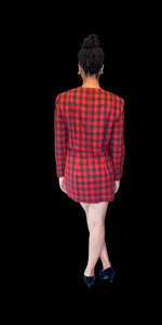 Santa Fe Red Royal Stewart Tartan Two-Piece Set | Vintage Plaid Skirt Set | Size 8