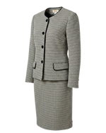 Vintage Talbots Houndstooth Skirt Suit | Black & White Wool Blend | Made in USA | Size 8 Petite