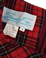 Santa Fe Red Royal Stewart Tartan Two-Piece Set | Vintage Plaid Skirt Set | Size 8